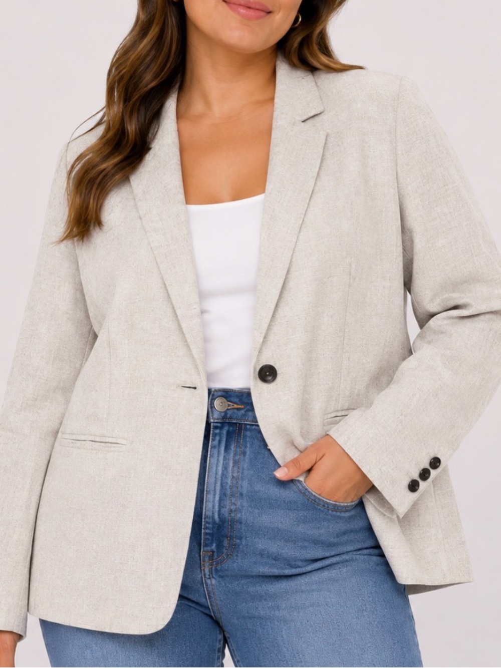 Old Navy Women's Cream Single-Button Blazer Jacket Career business NEW SZ XL